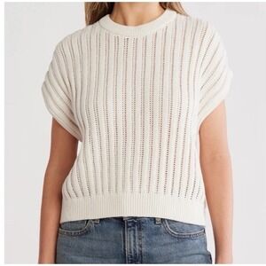 Splendid Brand Camille Knit Sweater Vest, Off White, Excellent Condition, Sz Lrg